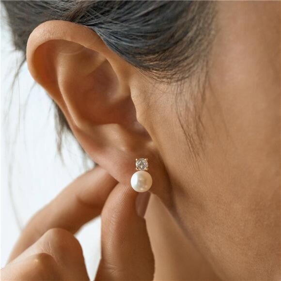 Gold Pearl Ncklace earrings bracelet set for women bridal wedding jewelry - Picture 3 of 7